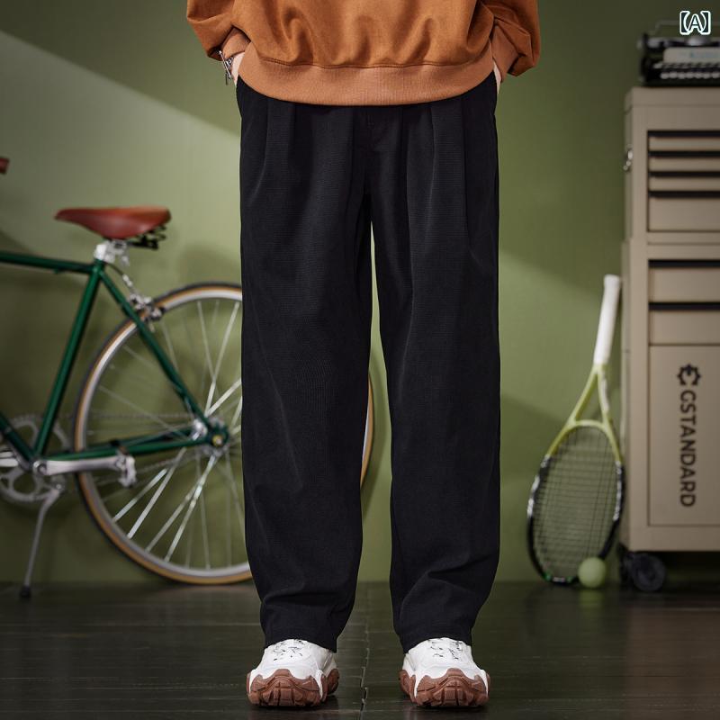 Corduroy Pants - メンズ パンツ 長ズボン コーデュロイ ストレート カジュアル アメリカン 春秋 ゆったり 大きめサイズ ワッフル ロング