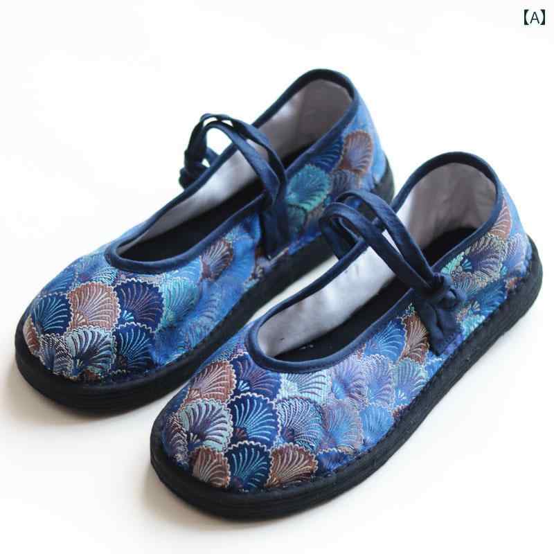 カジュアル 婦人靴 レトロ エスニック おしゃれ ミル レイヤー 布 女性用 靴 バックル 浅い口 ぺたんこ..