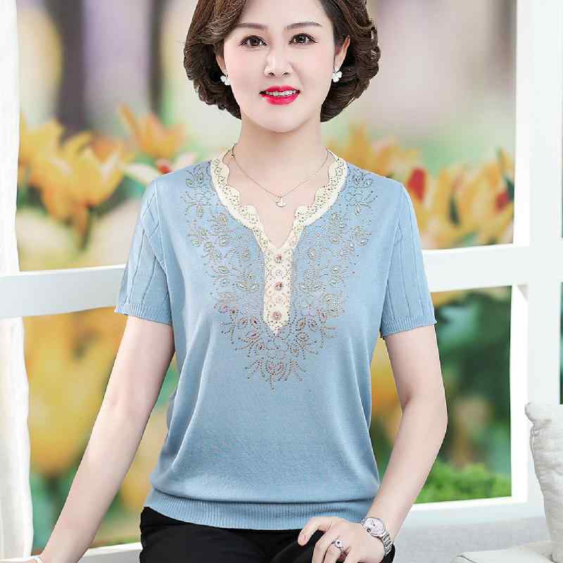 シャツ ニット セーター トップス おしゃれ ファッション レディース 夏 半袖 Tシャツ 大きめサイズ 薄手 シニア シンプル カジュアル デイリー レディース secure-depo-10248894 セキュアデポ パッケージ画像