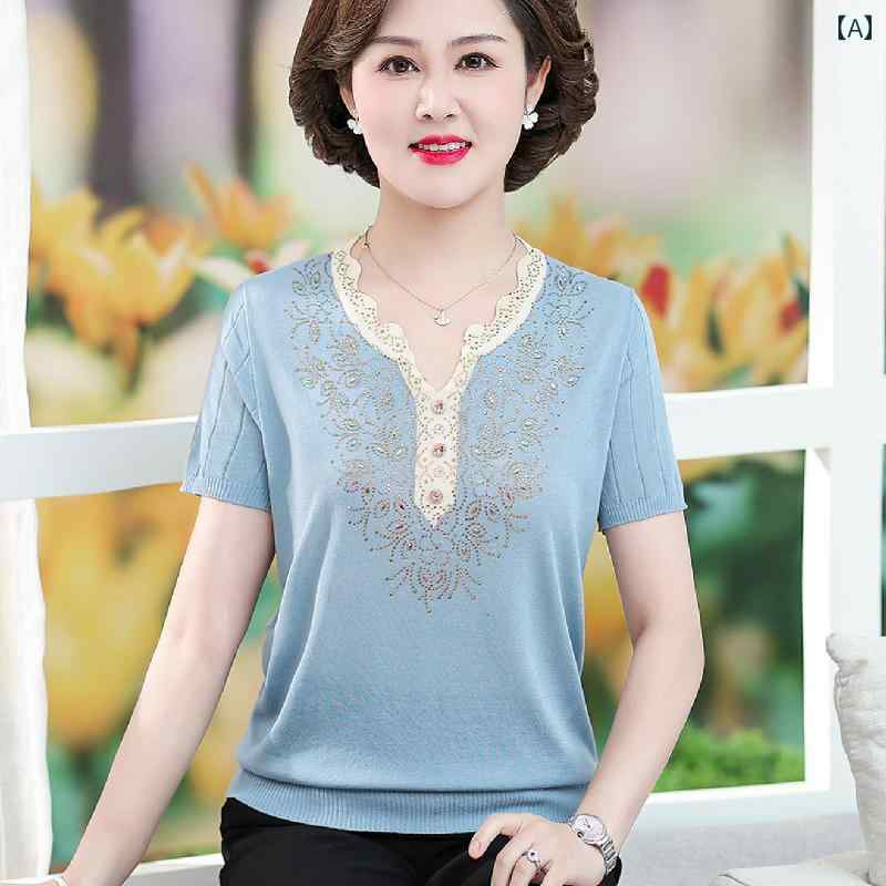 シャツ ニット セーター トップス おしゃれ ファッション レディース 夏 半袖 Tシャツ 大きめサイズ 薄手 シニア シンプル カジュアル デイリー レディース secure-depo-10248894 セキュアデポ サンプル画像2