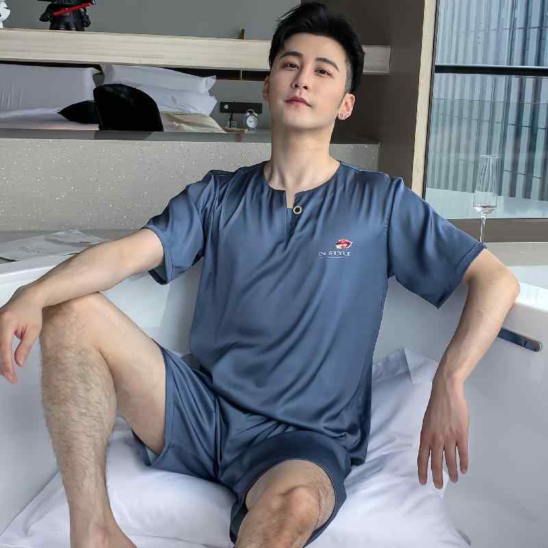 パジャマ ルームウェア メンズ 夏 薄手 上品 半袖 半ズボン 大きめサイズ プルオーバー カジュアル スーツ