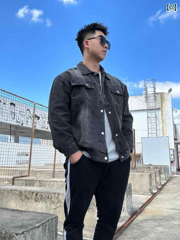 コート ジャケット マッスル メンズ アメリカン ウォッシュ デニムジャケット 秋 ボーイズ 春秋 ゆったり カジュアル