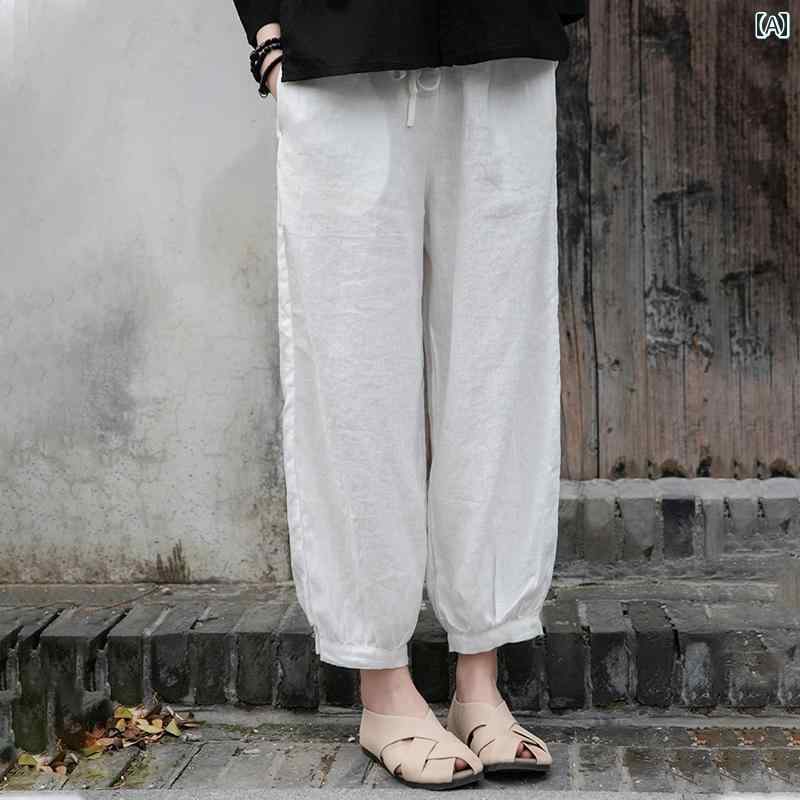 パンツ シンプル カジュアル レトロ エスニック ナチュラル ゆったり リラックスフィット レディース ファッション