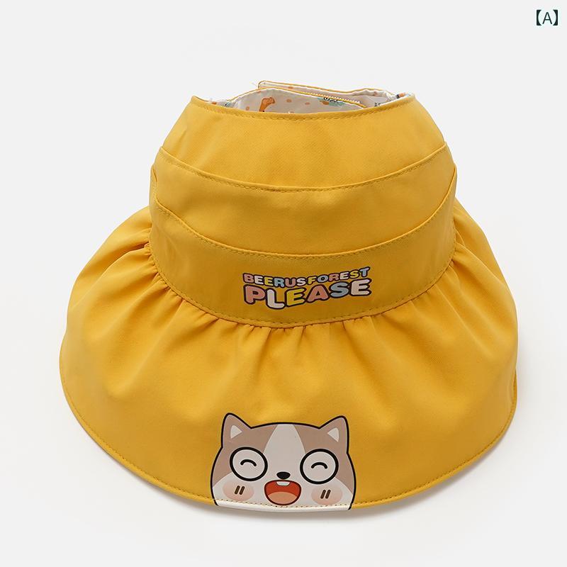子供 幼児 帽子 サンバイザー つば広 夏 紫外線防止 日焼け防止 熱中症対策 かわいい キュート 通園 キ..