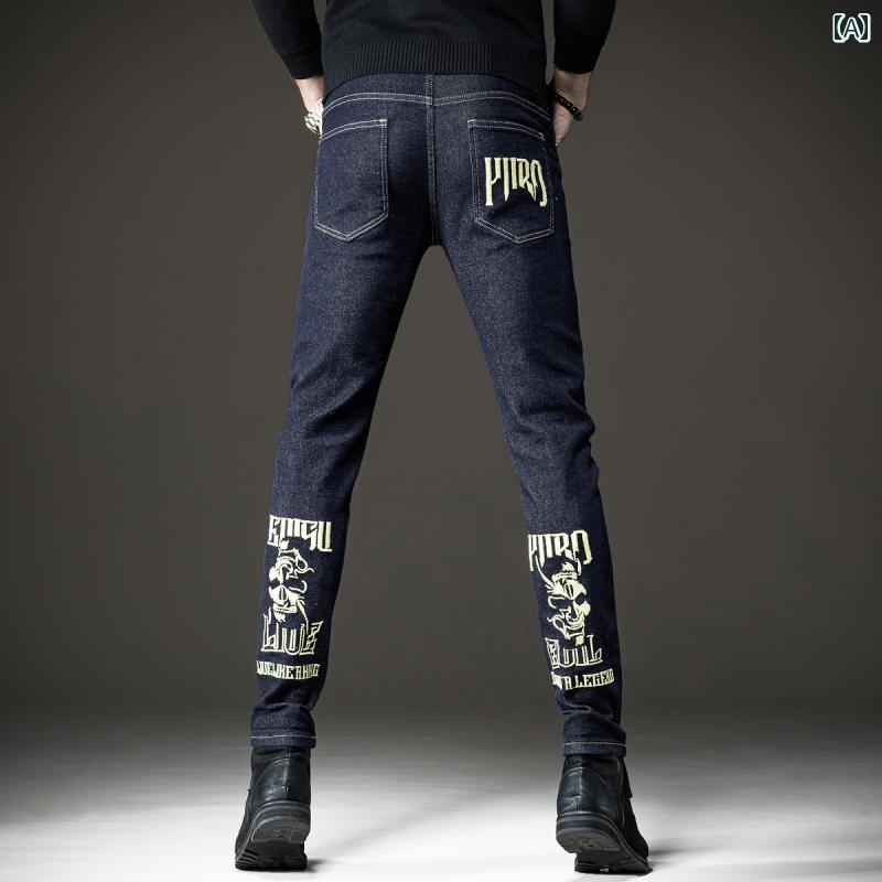 メンズ デニム ロングパンツ 夏 ストレート スリム カジュアル スタイリッシュ おしゃれ 快適 デイリー イベント レジャー アウトドア ツーリング