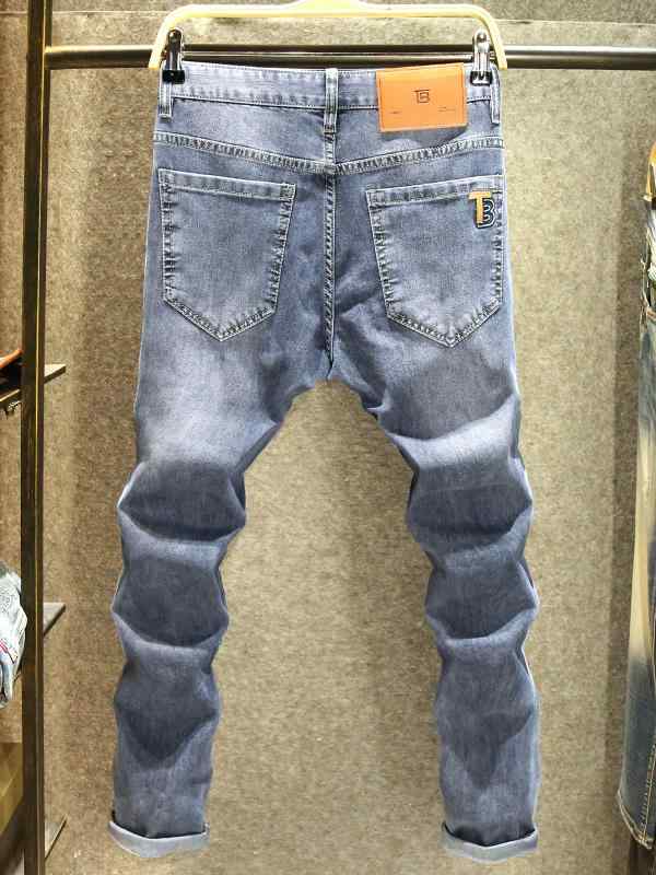 ジーンズ メンズ デニム おしゃれ Gパン カジュアル 夏 薄手 パンツ ジーンズ ブルー スリム ストレート ロングパンツ 豪華感