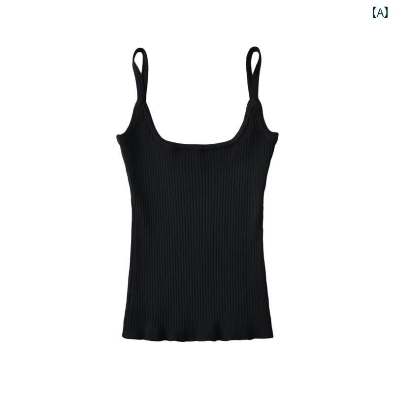 トップス セーター レディース おしゃれ 内外 ピット ストライプ ニットキャミソール スリム ボトム ベ..