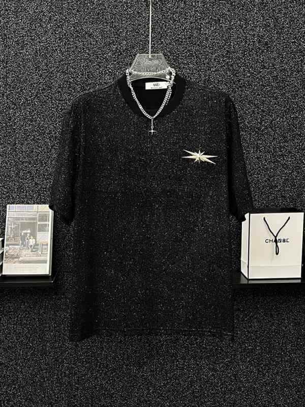 メンズ おしゃれ着 ヘビー 半袖 レトロ 星空 メタル Tシャツ 春 アメリカン トップス Tシャツ ラウンドネック きらきら