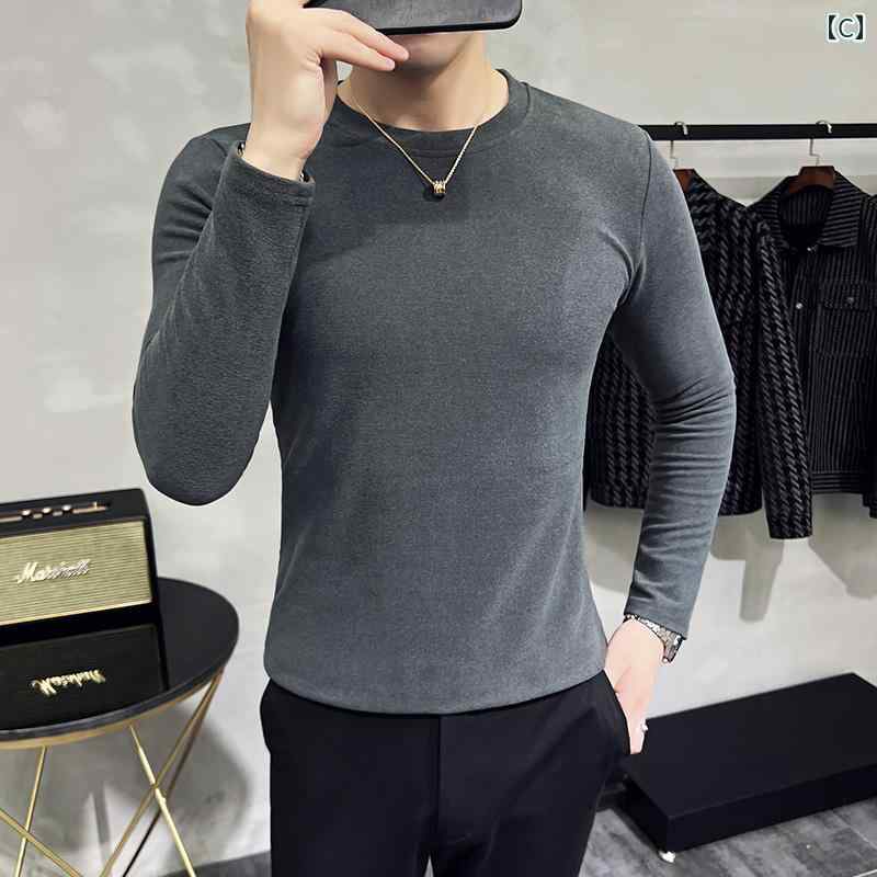Tシャツ 長袖 ロンT シンプル カジュアル おしゃれ スタイリッシュ ラフ 普段着 メンズ ファッション 大きめサイズ 秋冬 3