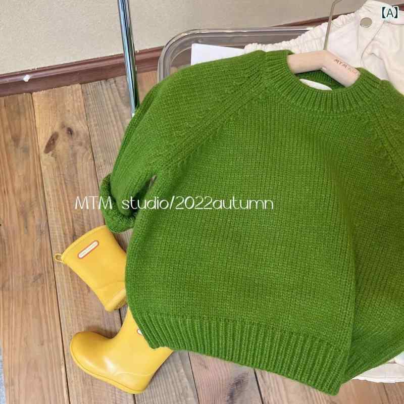 子供服 子供 セーター 秋 ソリッドカラー 長袖 ニット ベビー プルオーバー ケーブル セーター 男の子 ..