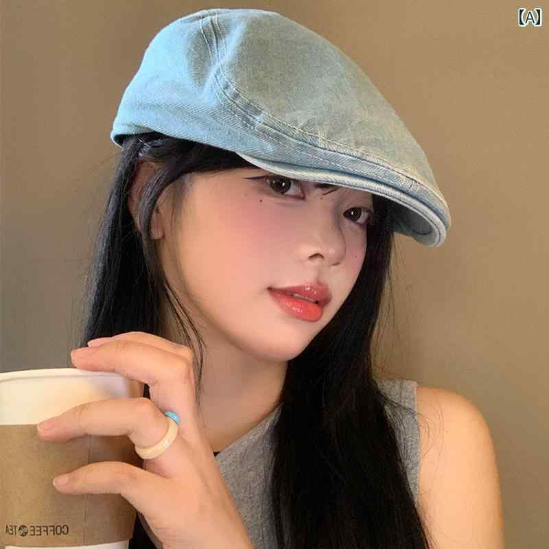 ハンチング帽 春夏 レディース レトロ デニム フォワード ハット 帽子 キャスケット キャップ シンプル..