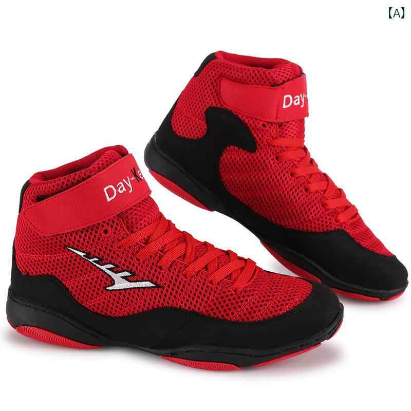 シューズ ボクシング ジムシューズ 子供 ティーンエイジャー レスリング メンズ フィットネス スクワット サンダ ファイティング プロ ファイティング フィジ...