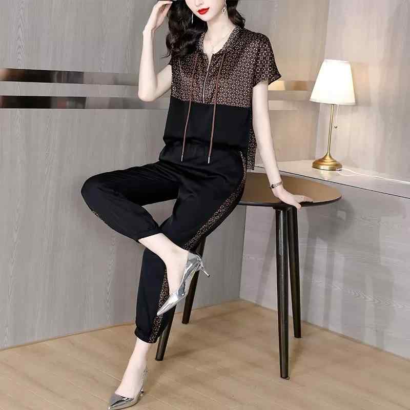 レディース ファッション ミセス 婦人服 カジュアル スポーツ スーツ 夏 高級感 夏服 ハイエンド 若々しい 軽量 大人 2点 セット