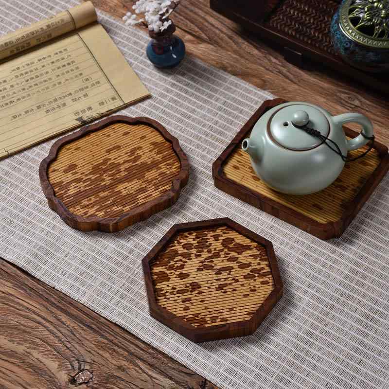茶道具 コースター 皿 トレイ クロス ホルダー 食器 マット 竹 雑貨 小物 装飾品 配膳品 テーブルセンター 吸水 道具 レトロ コレクション