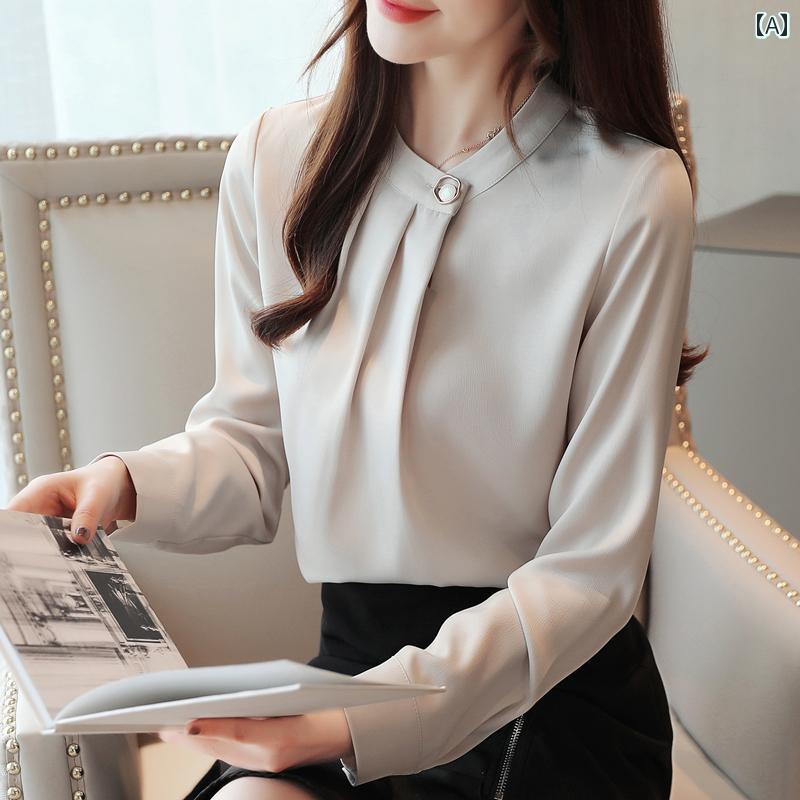 樂天商城 - レディース 婦人服 レディース トップス シャツ ブラウス サテン 長袖 シンプル エレガント 通勤 オフィス ビジネス カジュアル フォーマル 豪華感 春 ドレープ