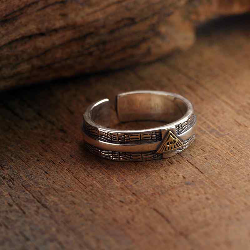 指輪 スター リング シルバー レトロ リング メンズ ゴッド アイ オープニング 調整可能 ヒップ ホップ..