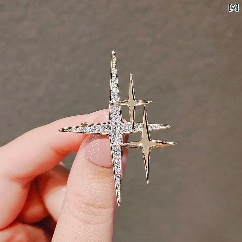 ブローチ 上品 セレモニー スター ブローチ ハイエンド 女性 コサージュ パール セーター ピン スーツ ..