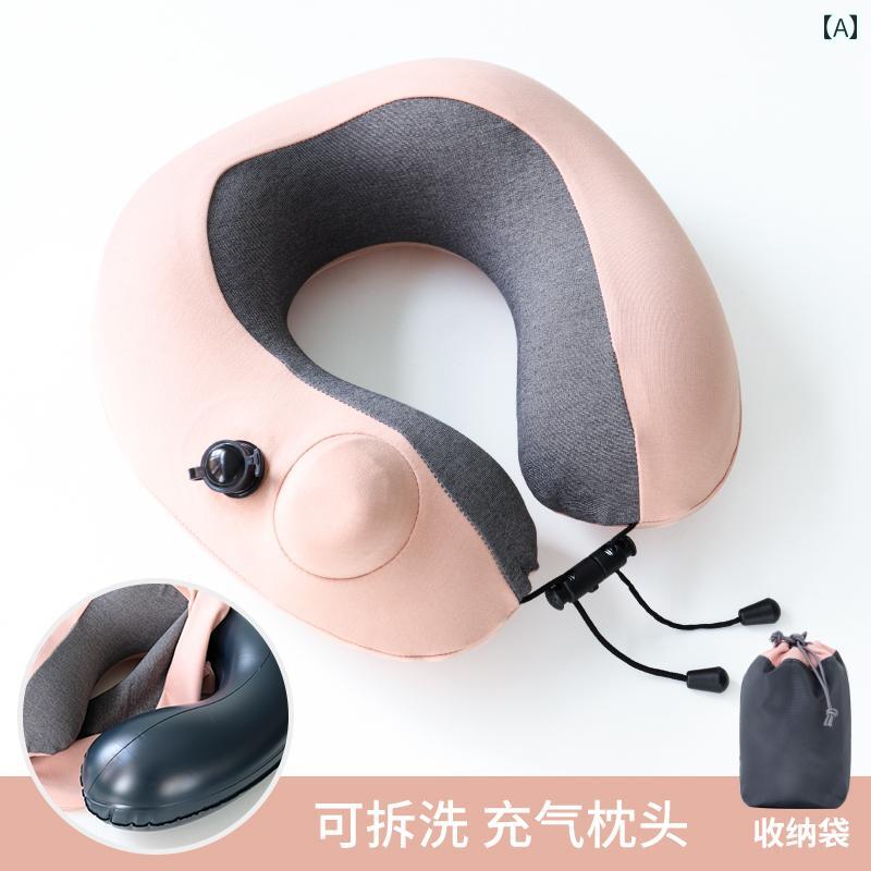 枕 ネックピロー クッション 機内 新幹線 車 長時間 睡眠 仮眠 折りたたみ ポータブル 携帯 持ち運び ..