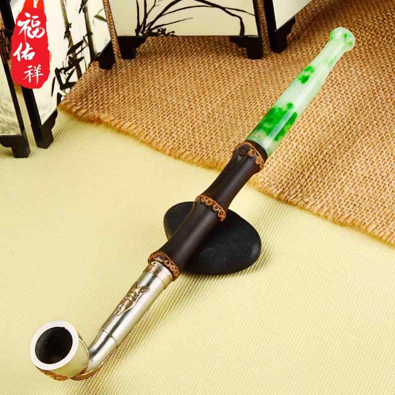 キセル 昔がら タバコ パイプ 紫竹 タバコ ロッド メンズ ドライ タバコ ポット 白銅 象嵌 フラワーポ..