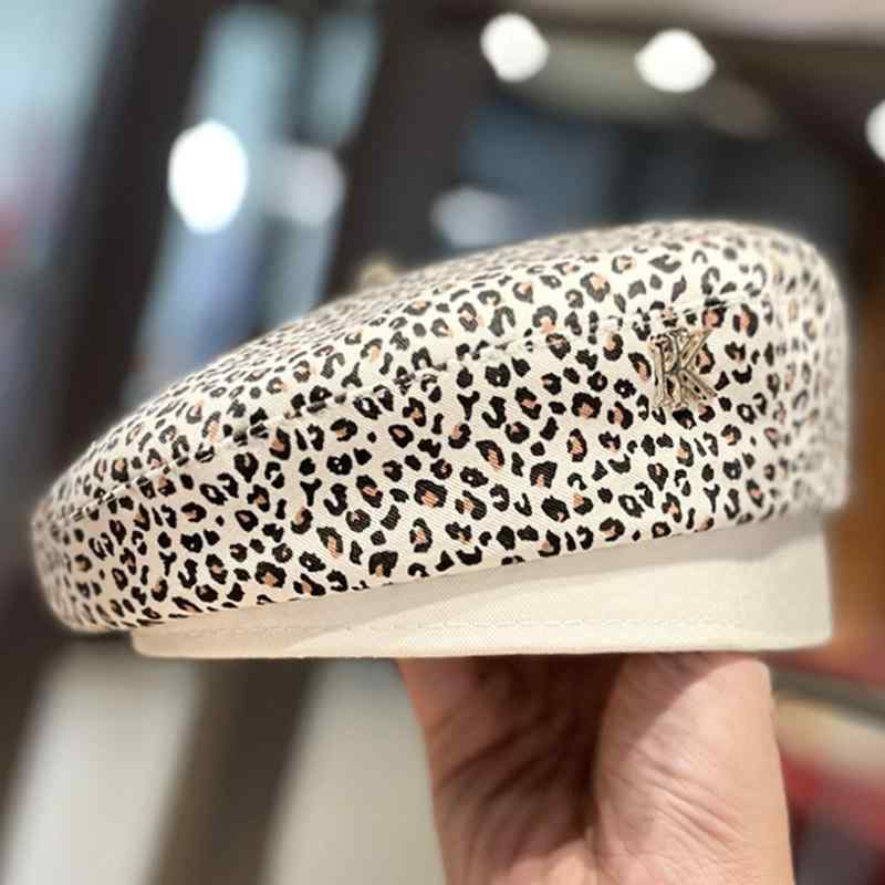帽子 ヒョウ柄 ゴールド ラベル Kレター ベレー帽 レディース 春秋 韓国 画家 ベレー帽