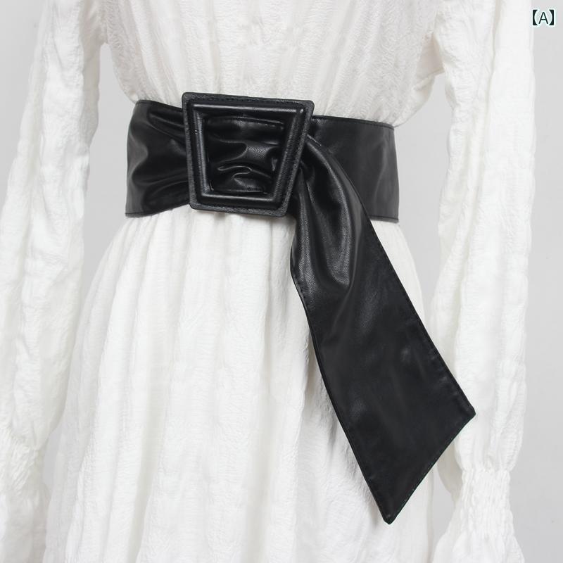 ベルト レディース レディース ソフトレザー ノンホール ベルト ワイド 幅広 Big ウエスト バンド 装飾..