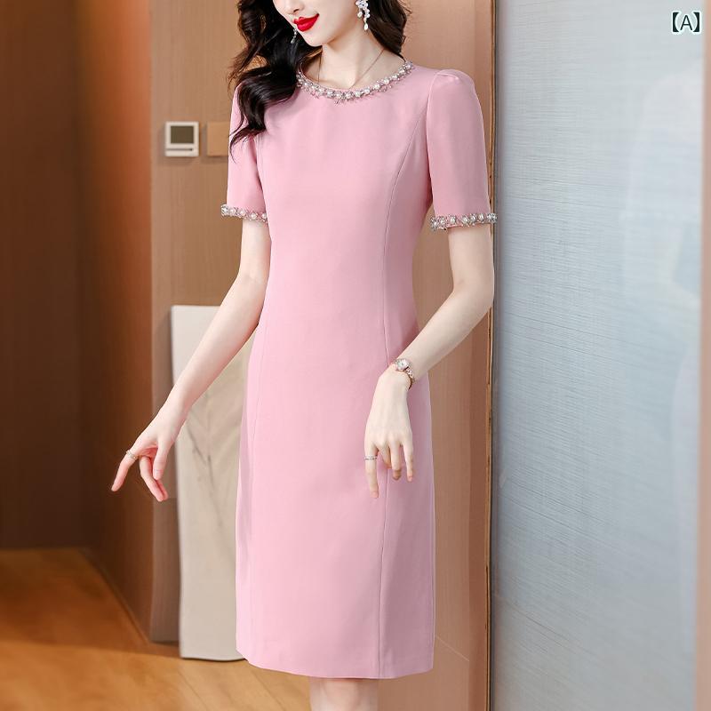 レディース ワンピース きれいめ 上品 ミセス マザーズ ドレス 若々しい サマー 女性 ハイエンド 軽量 高級感 スカート
