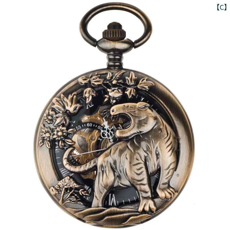 懐中時計 十二支 自動 機械式 レトロ フリップ ネックレス ペンダント ウォッチ メンズ レディース 学生 丑年 ギフト ウォッチ