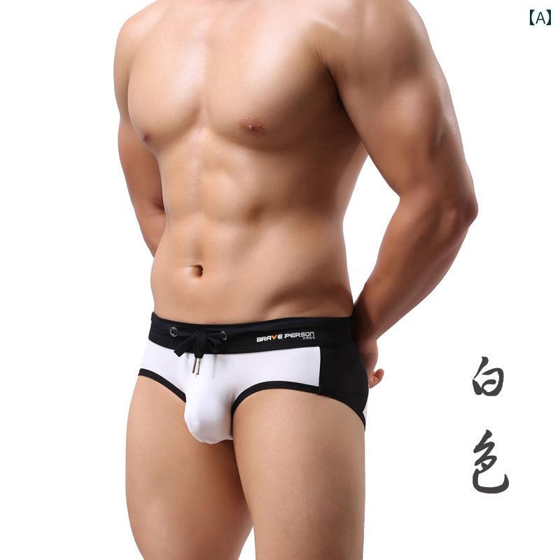 メンズ 夏 パンツ スイム 水泳 プロ トレーニング 三角 ビーチ ローウエスト 弾性 温泉 速乾 テザー