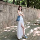 レディース 夏 ワンピース ドレス イブニング バースデー カクテル パーティー 海辺 休暇 女性 白い ハイエンド お姫様 チューブ トップ スリット ロング スカート