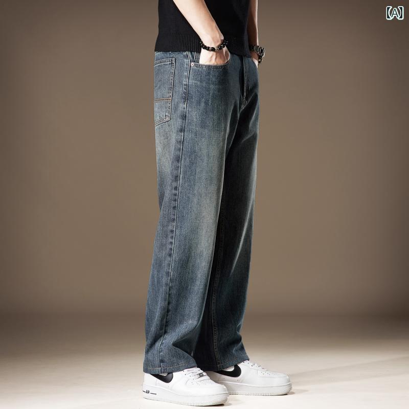 メンズ デニム ロングパンツ ストレート 韓国 カジュアル ストリート おしゃれ 着やい 動きやい 快適 イベント レジャー アウトドア キャンプ