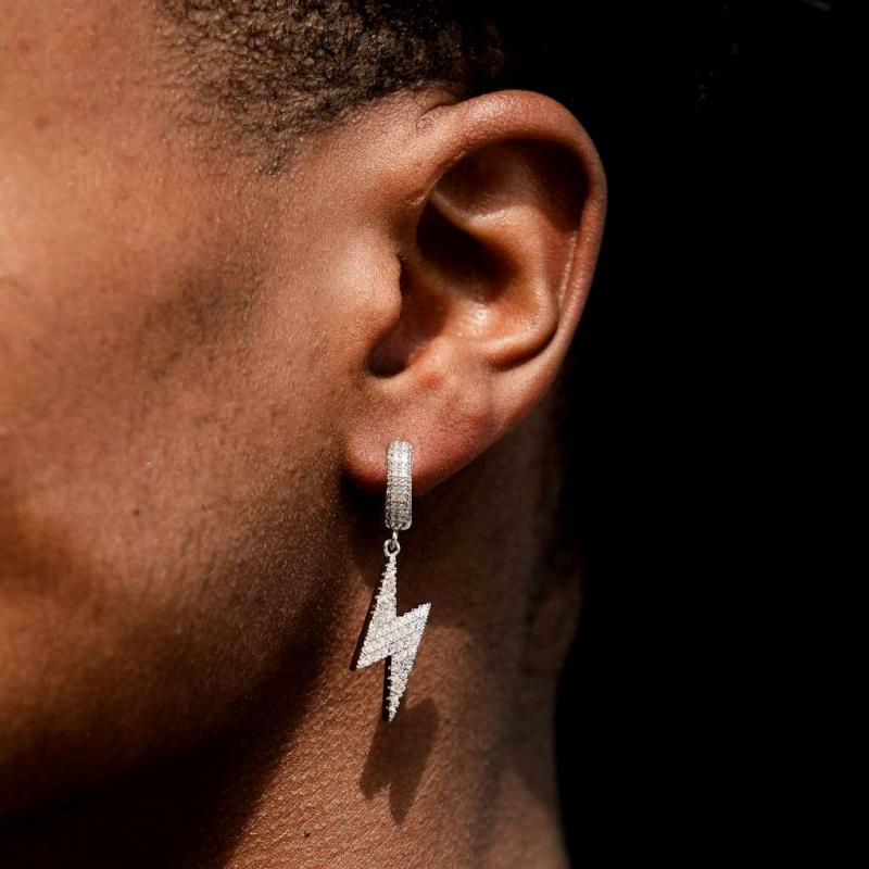 ピアス HIPHOP ジュエリー ユニセックス アメリカ 稲妻 フル ストーン ピアス ヒップホップ メンズ ピアス ヒップホップ