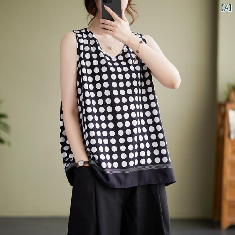 レディース カジュアル 夏 ノースリーブ シャツ 涼しいトップス 服 ゆったり 通気性 大きいサイズ ベスト 女性 インナー お腹り カバー