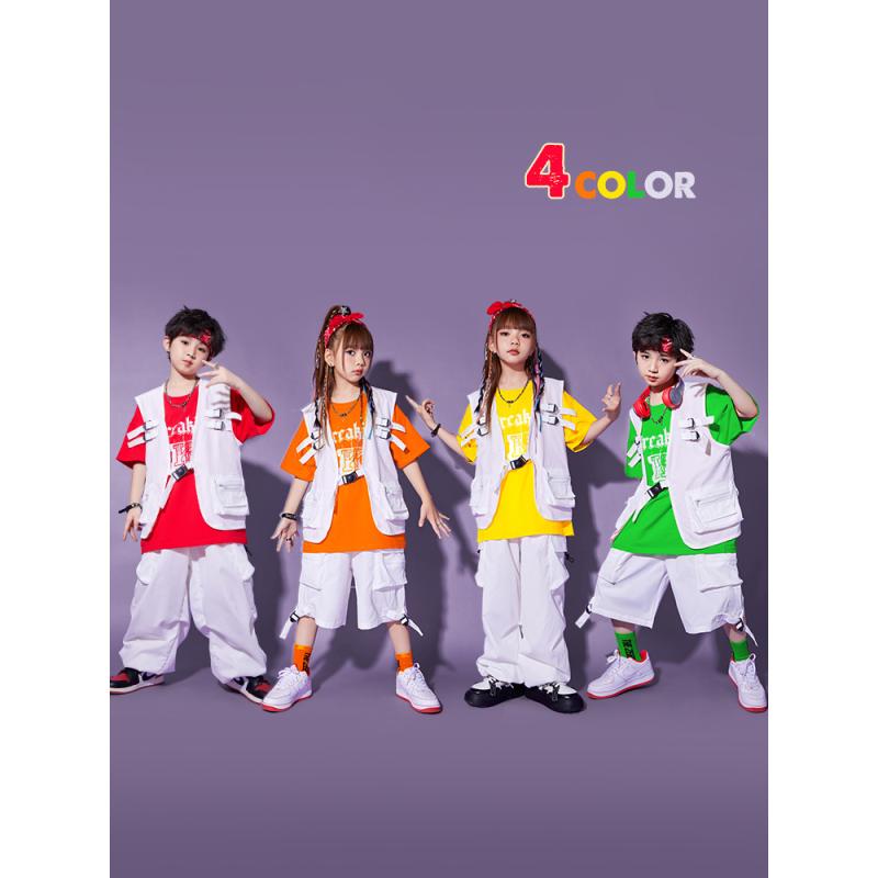 子供服 女の子 男の子 Tシャツ ベスト ショートパンツ コスチューム バンド ダンス ヒップホップ ストリート系 パフォーマンス 衣装 クール かっこいい キッズ