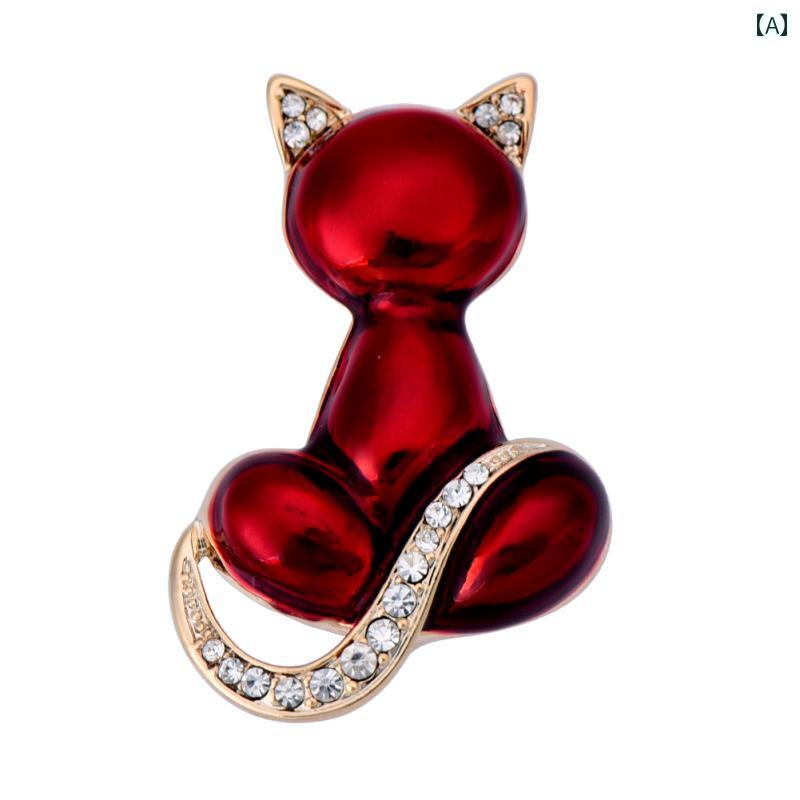 レディース アクセサリー ブローチ 卒業式 入学式 韓国 かわいい 猫 コサージュ パーティー 男性 レトロ バッジ 動物 ピン 学生
