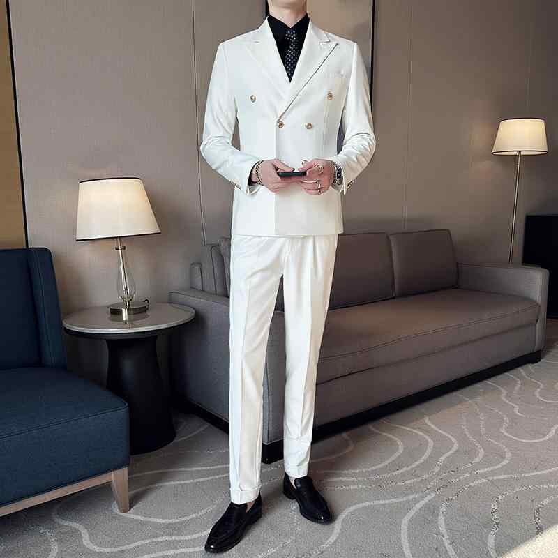 メンズ スーツ セット ジャケット ブレザー セットアップ ズボン パンツ ロング スリム カジュアル 韓国 メンズ パーティー ステージ パフォーマンス 司会 歌手 マジシャン 舞台 衣装 カジュアル フォーマル 紳士服