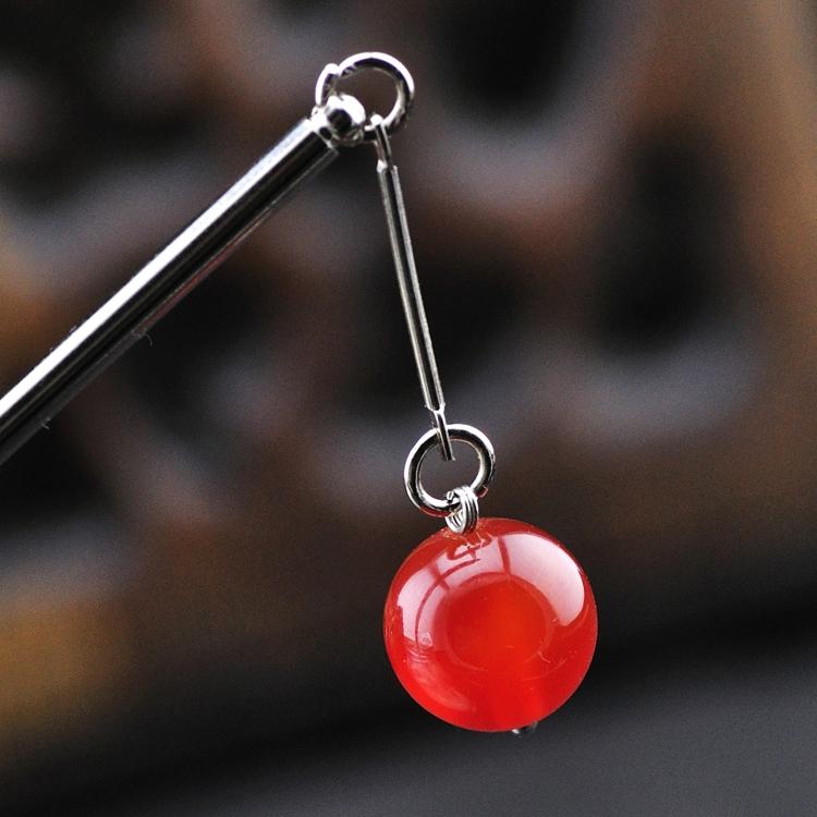 ヘアアクセサリー レトロ エスニック クラシック ナチュラル レッド メノウ シルバーかんざし レディー..