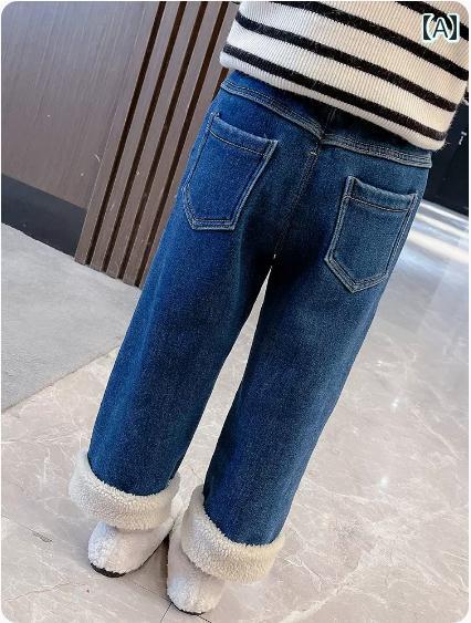 キッズ ファッション カジュアル デニム ガールズ ベルベット ジーンズ 秋冬 オールインワン ベルベット アウター ジーンズ