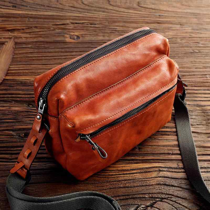 メッセンジャーバッグ ショルダーバッグ メンズ めし トップ層 牛革 小型 レトロ レザー カジュアル 長方形