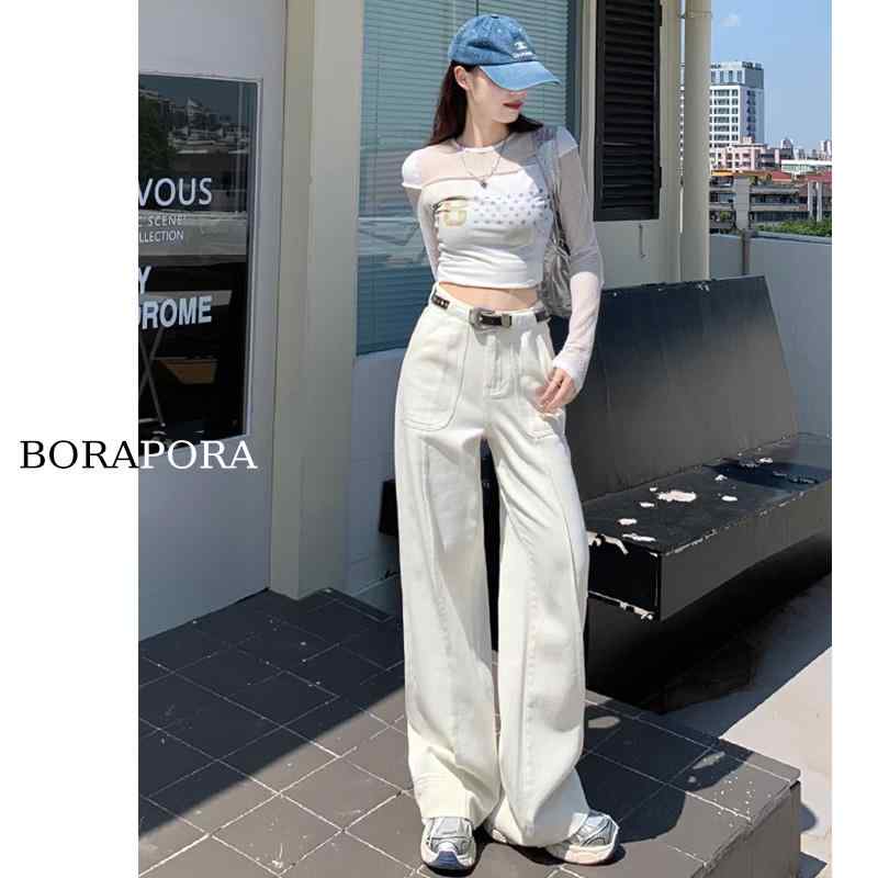 パンツ デニム レディース オフ ホワイト ジーンズ 女性 秋 ハイウエスト ストレート スリミング フロア レングス ワイド レッグ