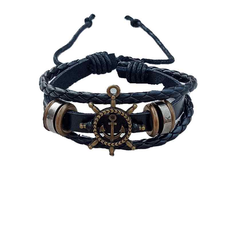 ブレスレット アンカー ラダー ネイビー ハンド ロープ レザー 編組 カップル ブレスレット レディース アンカー 韓国 メンズ アクセサリー
