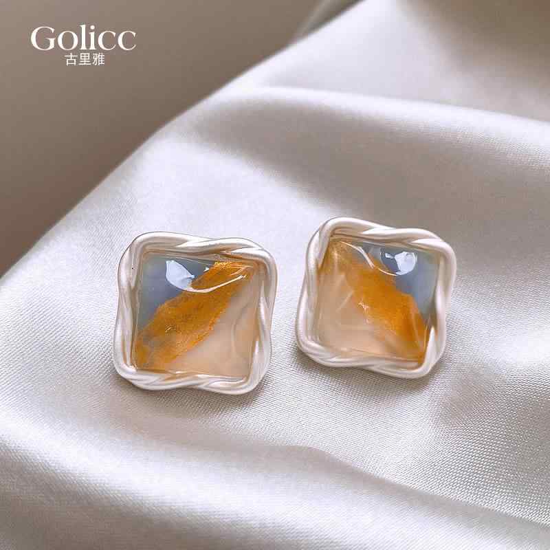 レディース ピアス おしゃれ フランス 幾何学 カラー イヤリング レディース ライト イヤリング