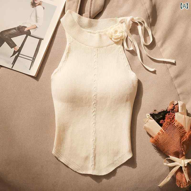 レディース 夏 ニットノースリーブトップス モテ服 セクシー レイヤード スタイリッシュ おしゃれ 韓国..