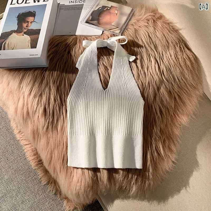 タンクトップ ホルターネックシャツ ノースリーブ ショート丈 夏 タイトフィット スリム モダン セクシー 野外フェス スタイリッシュ おしゃれ レディース トップス