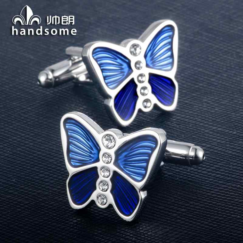 カフスボタン おしゃれ ブルー エナメル ホワイト 蝶 カフス レディース ビジネス メンズ フレンチ シャツ ボタン