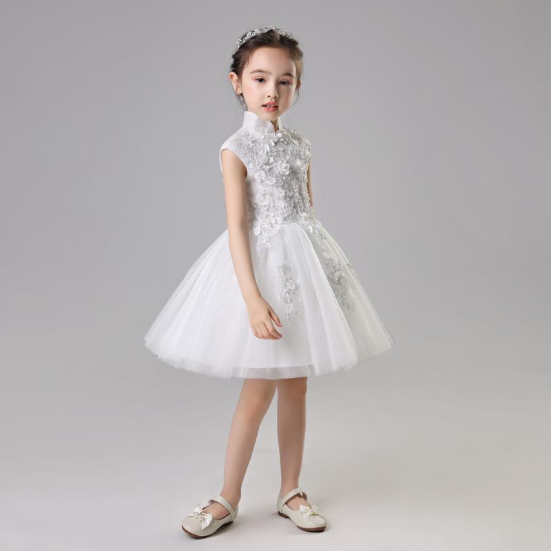 女の子 キッズ プリンセス ドレス 立ち襟 チャイナ風 お姫様 誕生日 ドレス ウェディングドレス ホスト パフォーマンス 秋 ショートドレス ロングドレス ファッション
