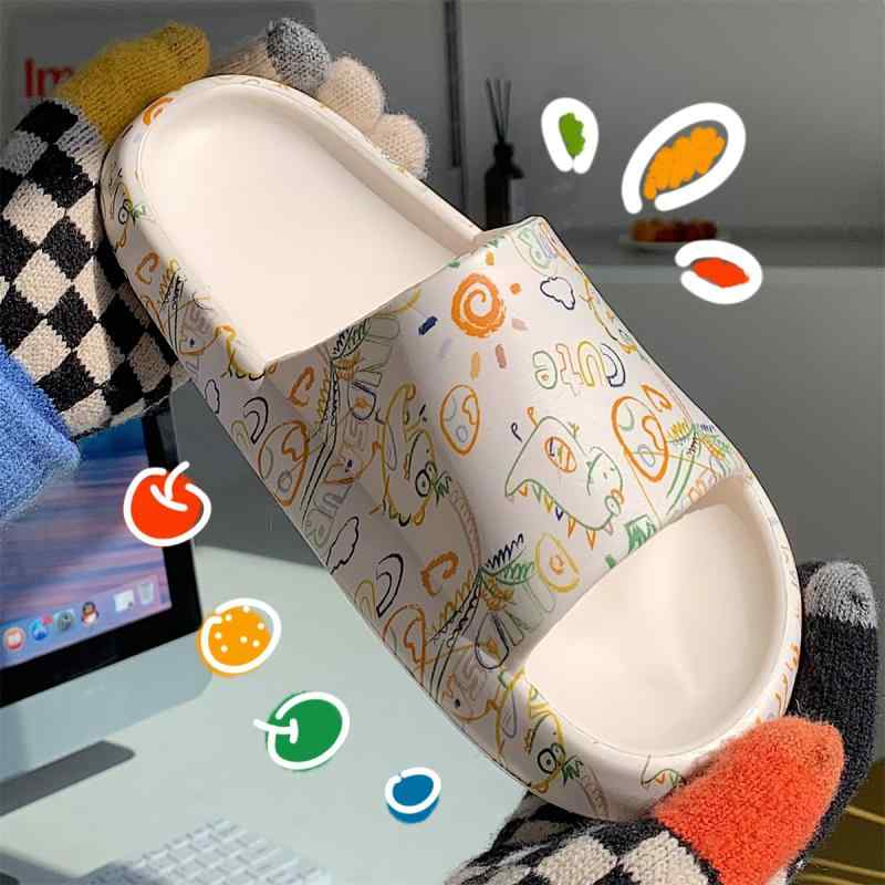 サンダル 新入生 さわやか かわいい シンプル 落書き スリッパ レディース 夏 ホーム 滑りにくい フラ..