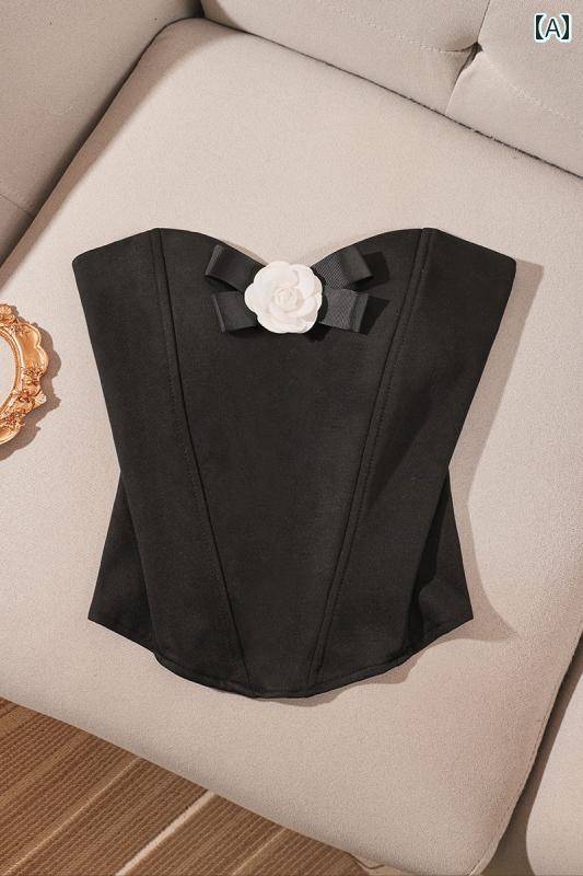 レディース 夏 椿チャーム チューブトップ モテ服 上品 レイヤード おしゃれ スタイリッシュ 韓国 イベ..