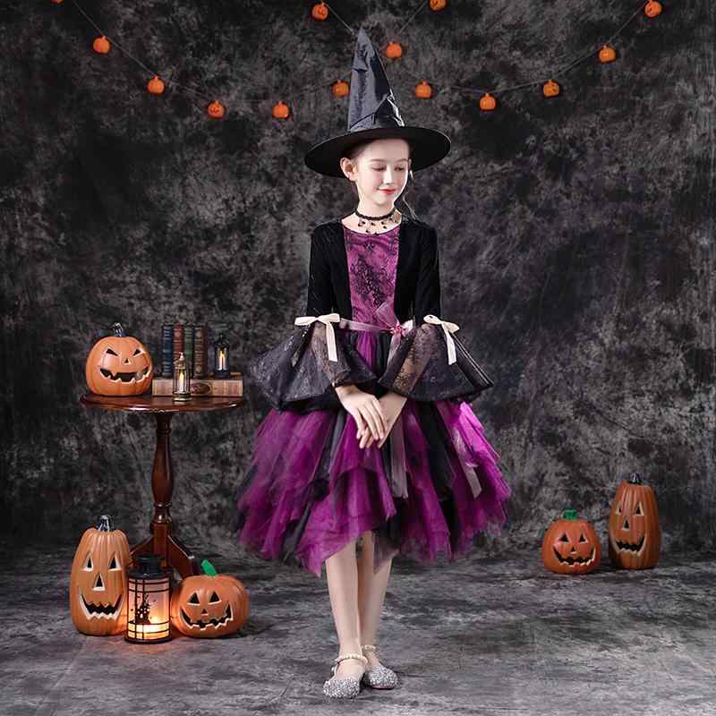 子供服 女の子 プリンセス ドレス ファッション オールシーズン ハロウィン コスプレ 魔女 仮装 ポリエステル スカート