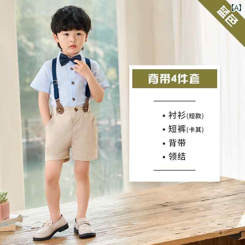 パンツ シャツ ドレス キッズ スーツ フォーマル 発表会 男の子 子供用 オーバーオール 用 ショート 2点 セット 中小型 子供用 フラワーガール 夏 カジュアル