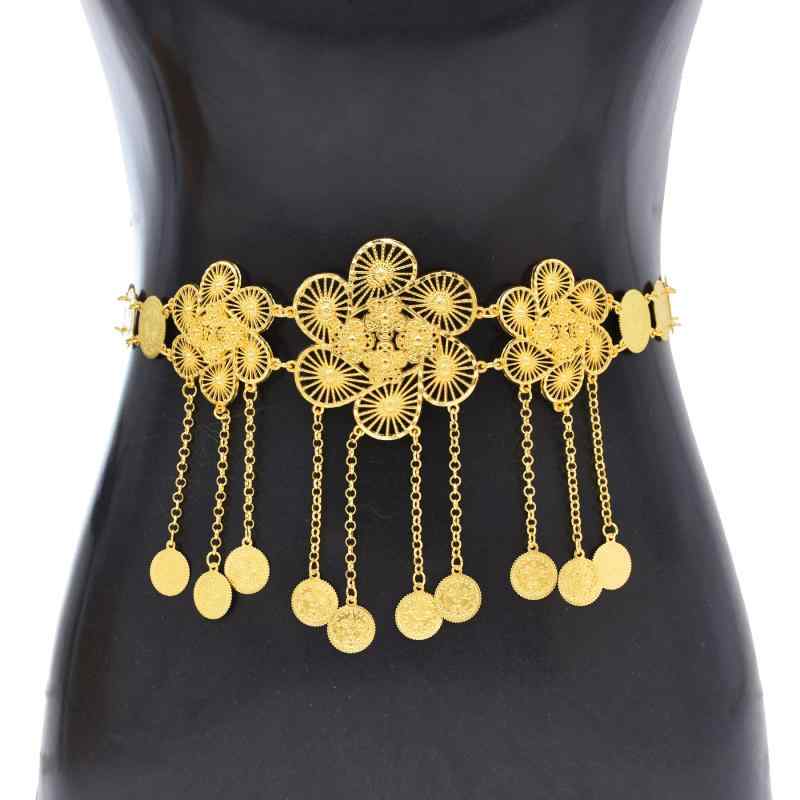 アメリカ 豪華感 ウエスト チェーン レディース ロング タッセル 合金 コイン ボディ ゴールド インド ダンス アクセサリー
